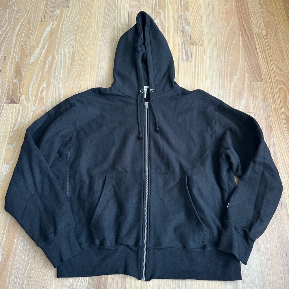 Champion Reverse Weave Full Zip Hoodie Grunge Skater Oversized Relaxed Black XL